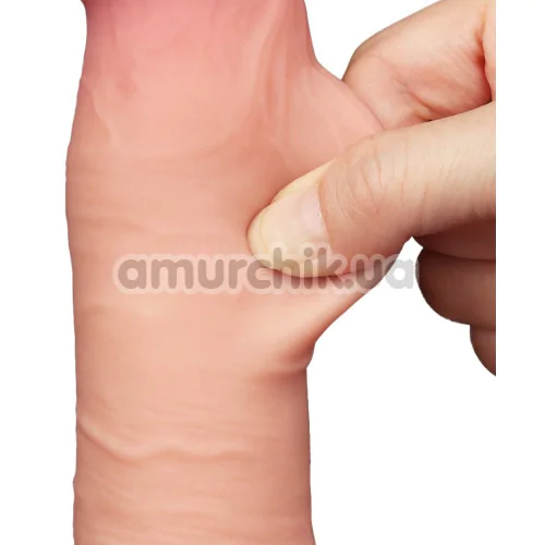 Фаллоимитатор Sliding-Skin Dual Layer Dong 8 с мошонкой, телесный