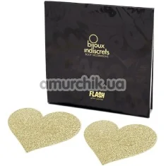 Прикраси для сосків Bijoux Indiscrets Flash Glitter Pasties Heart, золоті - Фото №1