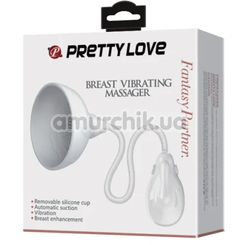 Вакуумная помпа для увеличения груди Pretty Love Breast Vibrating Massager, белая