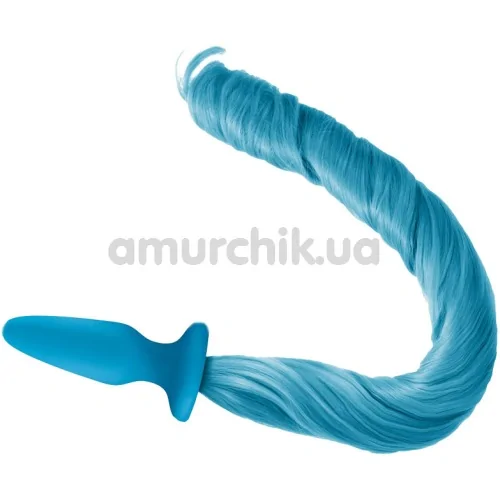 Анальная пробка с голубым хвостом Unicorn Tails Pastel, голубая
