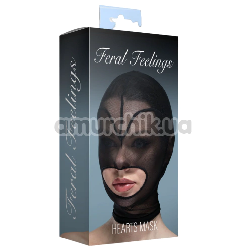 Маска Feral Feelings Hearts Mask - открытый рот, черная