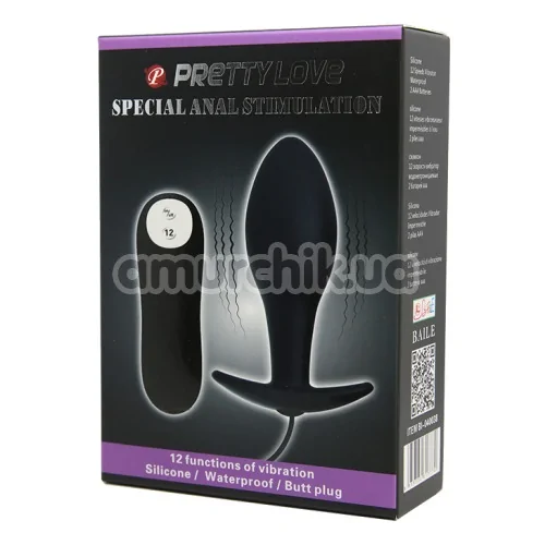 Анальна пробка з вібрацією Pretty Love Special Anal Stimulation, чорна