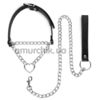 Ошейник с поводком Bedroom Fantasies Heart Collar With Leash, черный - Фото №1