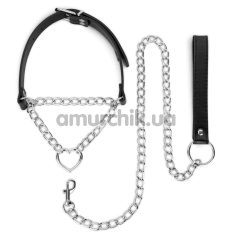 Нашийник з повідцем Bedroom Fantasies Heart Collar With Leash, чорний - Фото №1