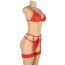 Комплект Star Night Bra Garter Belt, червоний: бюстгальтер + трусики з гартерами - Фото №5