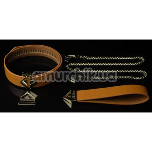 Ошейник с поводком Lockink Tied Collar With Leash Set, коричневый