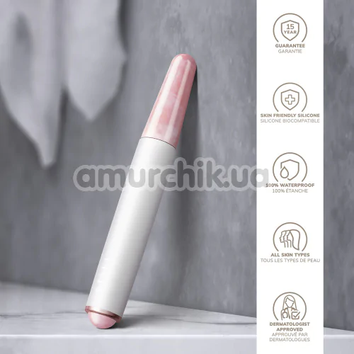 Ручка-массажер для лица Geske Double-Sided Rose Quartz Depuffing Pen 7 in 1, кремовый