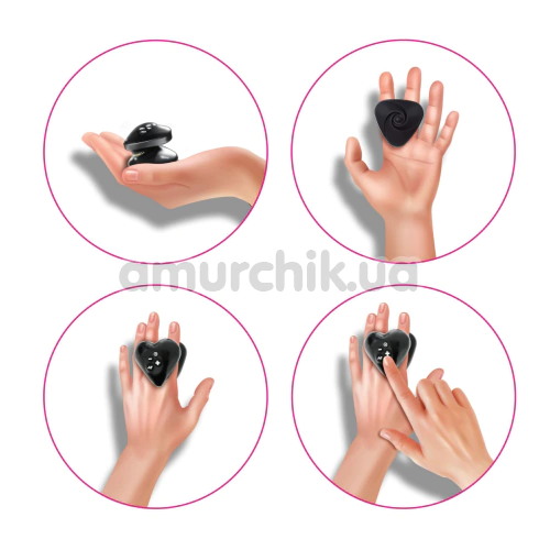 Вибратор на палец с электростимуляцией Mystim Black Edition Heart's Desire, черный