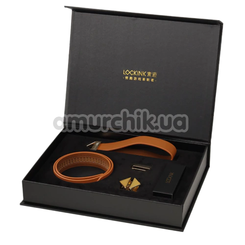 Ошейник с поводком Lockink Tied Collar With Leash Set, коричневый