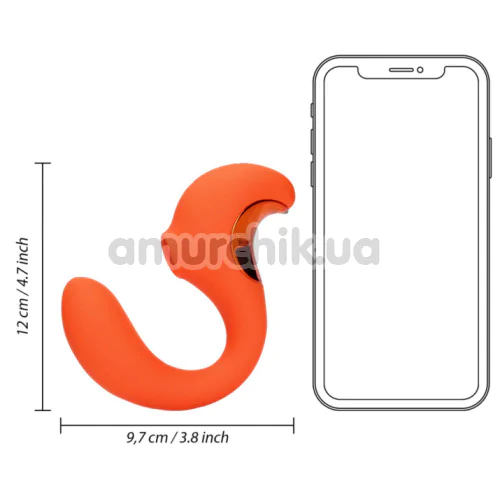 Вібратор з пульсацією Loveline G-Spot Vibrator With Clitoral Pulse Wave, помаранчевий