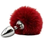 Анальна пробка з червоним хвостиком DS Fetish Metal Plug With Bunny Tail, срібна - Фото №2