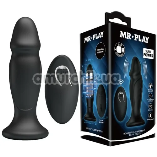 Анальна пробка з вібрацією MR Play Super Rower Powerful Vibrating Anal Plug з головкою, чорна