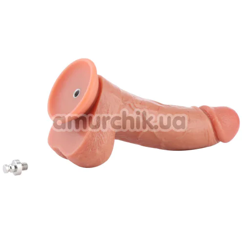 Фалоімітатор-насадка Hismith Dual-Density Dildo With Veins 8.25, тілесний