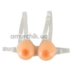 Накладная грудь с бюстгальтером Cottelli Collection Accessoires Strap-On Silicone Breasts, телесная - Фото №1