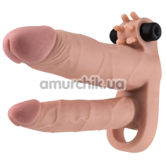 Двойная насадка на пенис с вибрацией Crushious General Dickobi, телесная - Фото №1