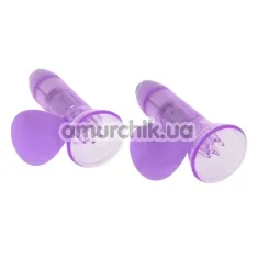 Вакуумные стимуляторы для сосков с вибрацией Vibrating Nipple Pump, фиолетовые - Фото №1