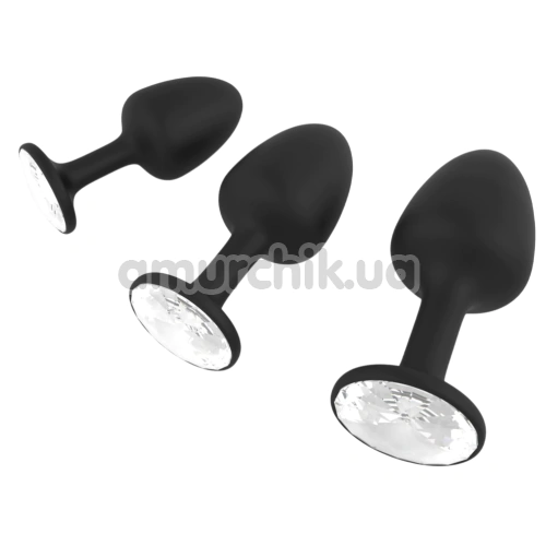 Анальна пробка з прозорим кристалом Dorcel Geisha Plug М, чорна