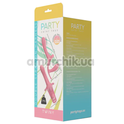 Страпон з вібрацією Party Color Toys Twiny, рожевий