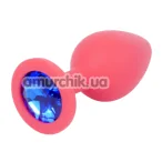 Анальна пробка із синім кристалом Exclusivity Jewellery Silicon Plug M, світло-рожева - Фото №1