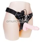 Страпон з вібрацією Ultra Passionate Harness Sensual Comfort Strap - On, тілесний  - Фото №1