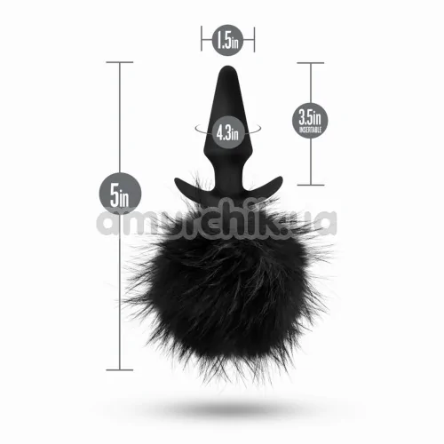 Анальна пробка Anal Adventures Platinum Rabbit Tail Plug, чорна