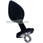 Анальна пробка Silicone Anal Plug With Ring Pull S, чорна - Фото №1