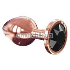 Анальная пробка с черным кристаллом Dorcel Diamond М, золотая - Фото №1