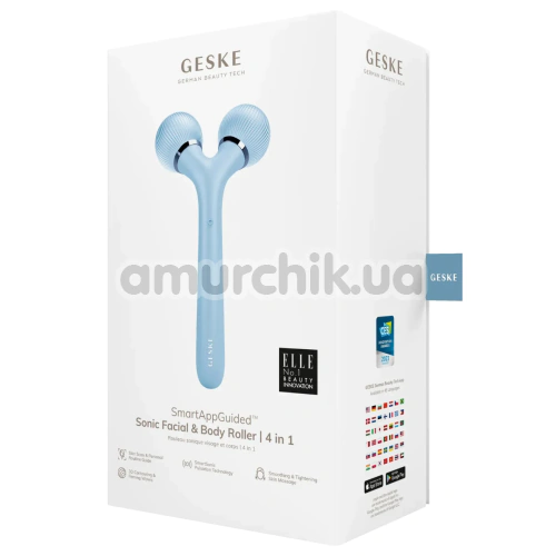 Ультразвуковий масажер Geske Sonic Facial & Body Roller 4 in 1, блакитний