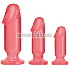 Набор анальных пробок Doc Johnson Crystal Jellies Anal Starter Kit, розовый - Фото №1