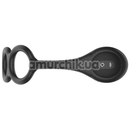 Анальная пробка с вибрацией, ротацией и эрекционным кольцом Nexus Tornado Cock and Ball Ring, черная