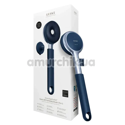 Звуковая щетка для тела Geske Sonic LED Full-Body Brush 9 in 1, темно-синяя