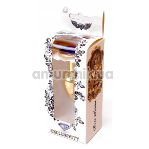 Анальная пробка с фиолетовым кристаллом Exclusivity Jewellery Gold Plug, золотая