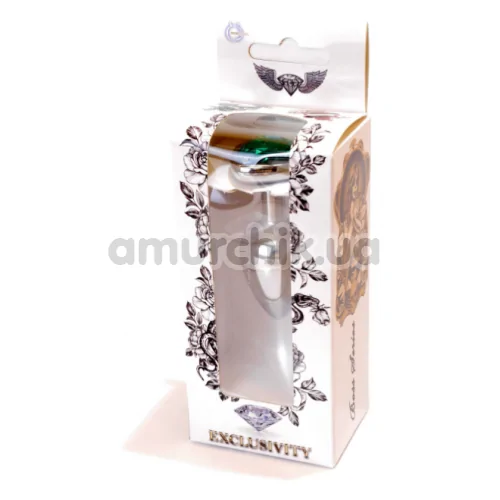 Анальна пробка з зеленим кристалом Exclusivity Jewellery Silver Heart Plug, срібна