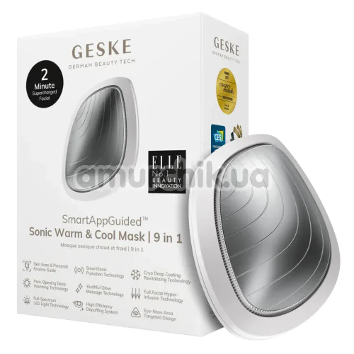 Ультразвуковой массажер-маска для лица Geske Sonic Warm & Cool Mask 9 in 1, белый