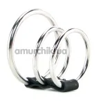 Насадка на пенис с тремя металлическими кольцами Sex & Mischief 3 Ring Cock Cage - Фото №1