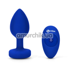 Анальна пробка з вібрацією B-Vibe Vibrating Jewel Plug L/XL, синя - Фото №1