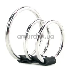Насадка на пенис с тремя металлическими кольцами Sex & Mischief 3 Ring Cock Cage - Фото №1