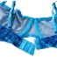 Комплект Star Night Mesh Printed Sexy Bra Set, синий: бюстгальтер + трусики-стринги + пояс для чулок + чулки + перчатки - Фото №14