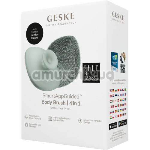 Щітка для тіла Geske Body Brush 4 in 1 Suction Mount, зелена