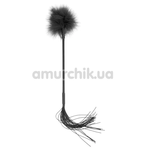 Флоггер с перышком для ласк DS Fetish Flogger With Fluff, черный - Фото №1