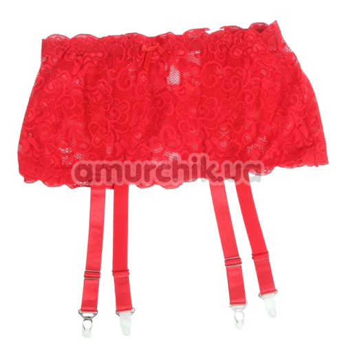 Комплект Star Night Lace Floral Set, красный: пояс для чулок + трусики-стринги