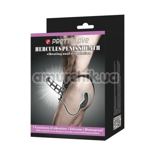 Вибростимулятор простаты с насадкой на пенис Pretty Love Hercules Penis Sheath 26231, черный