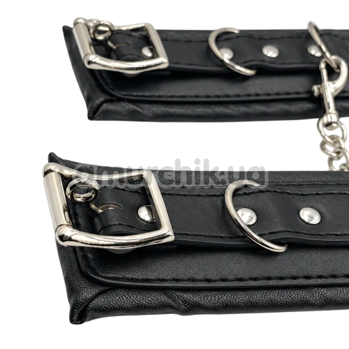 Фіксатори для рук DS Fetish Soft Hand Restraints With Chain, чорні