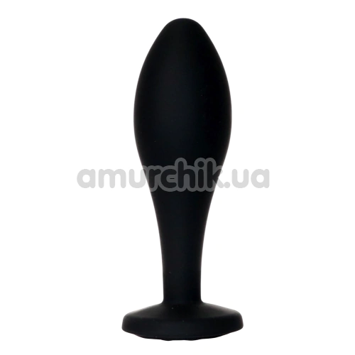 Анальна пробка з прозорим кристалом Exclusivity Jewellery Silicone Straight Plug L, чорна