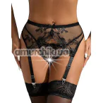 Комплект Star Night Lace Light Garter Belt, черный: пояс для чулок + трусики-стринги - Фото №1