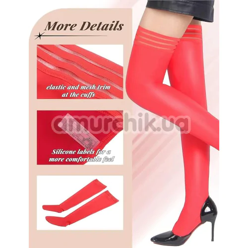 Чулки Star Night Stockings Striped Trim, красные