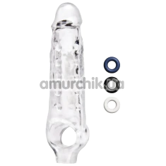 Насадка на пеніс Size Up 3 Inch See-Thru Penis Extender With Pleasure Dots & Ball Loop, прозора - Фото №1