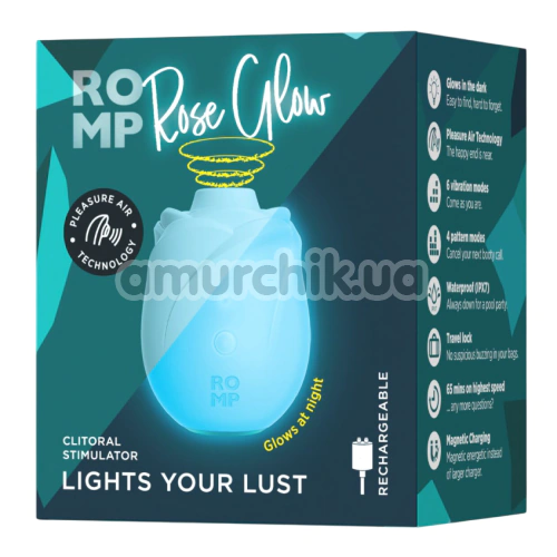 Симулятор орального сексу для жінок з вібрацією Romp Rose Glow, блакитний