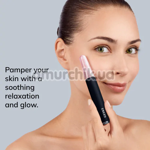 Ручка-масажер для обличчя Geske Rose Quartz Depuffing Pen 6 in 1, чорний