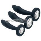 Набір анальних пробок з прозорим кристалом Diamond Anal Trainer Kit, чорний - Фото №1
